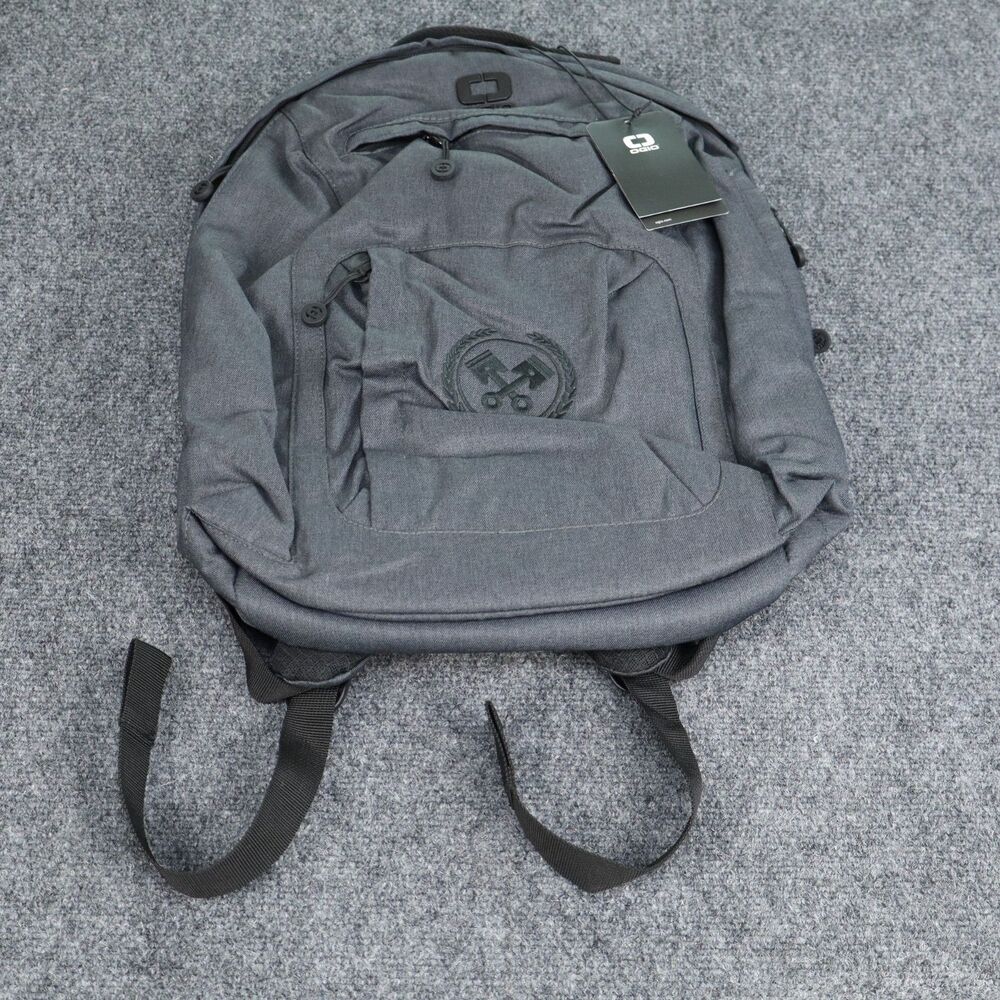 NWT! OGIO Downtown Pack Computer Backpack w Crossed Auto Pistons embroidery Gray
